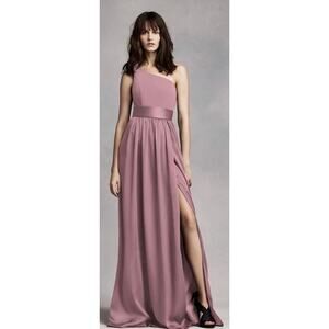 VERA WANG WHITE Gown Dress Size 10 One Shoulder Quartz Formal Wedding Bridesmaid
